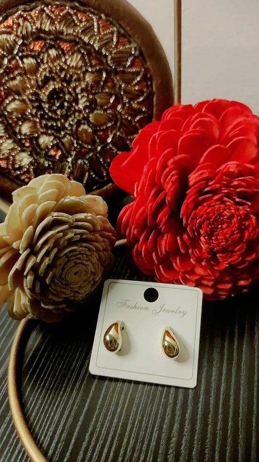 Gold Teardrop Stud Earrings | Minimalist Gold-Tone Fashion Jewelry for Women