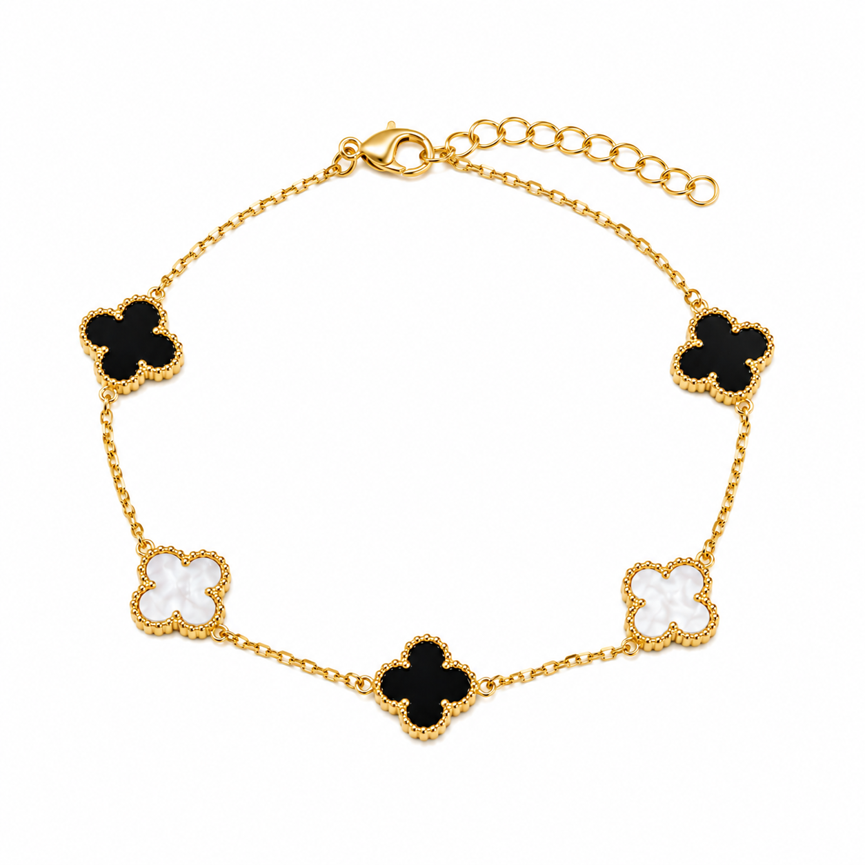Black & White Clover Bracelet