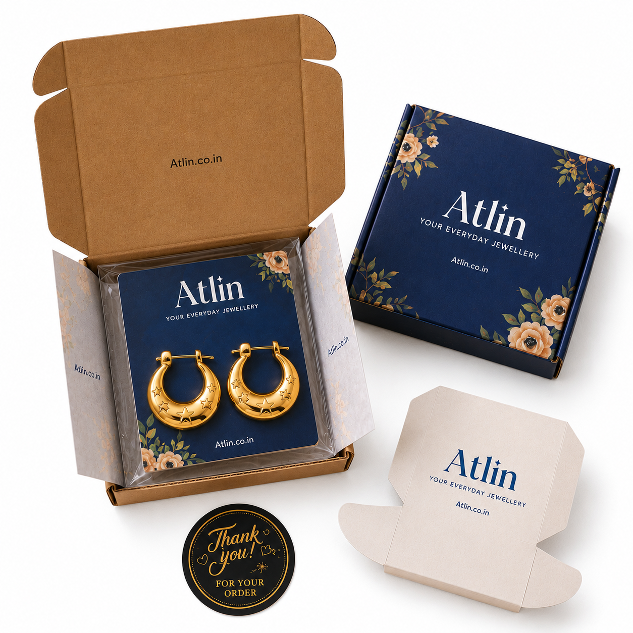 Bold Gold Hoop Earrings with Stars