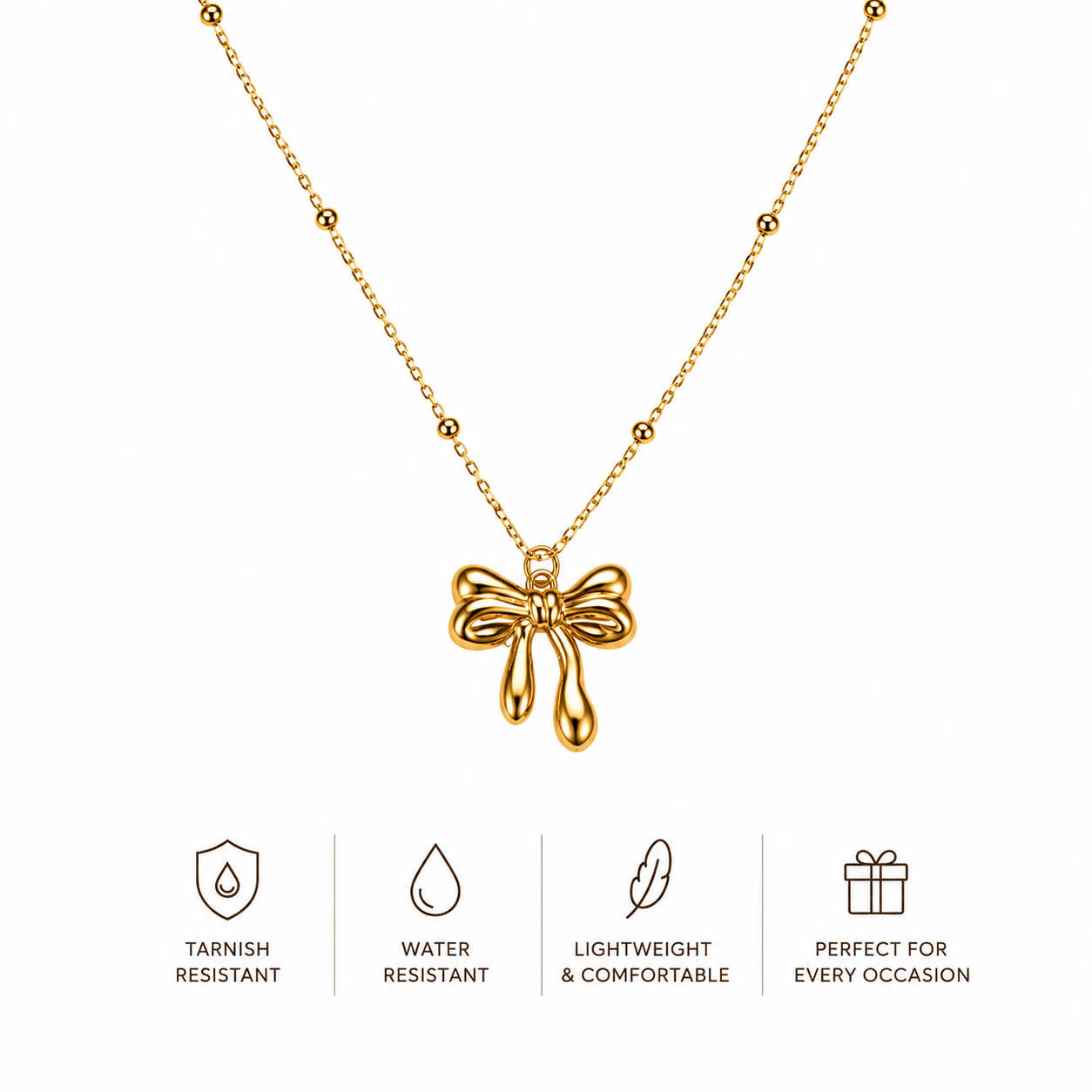 Gold Bow Pendant Necklace
