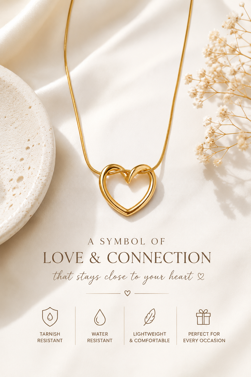 Gold Heart Pendant Necklace