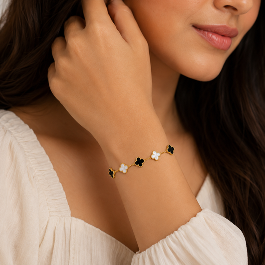 Black & White Clover Bracelet