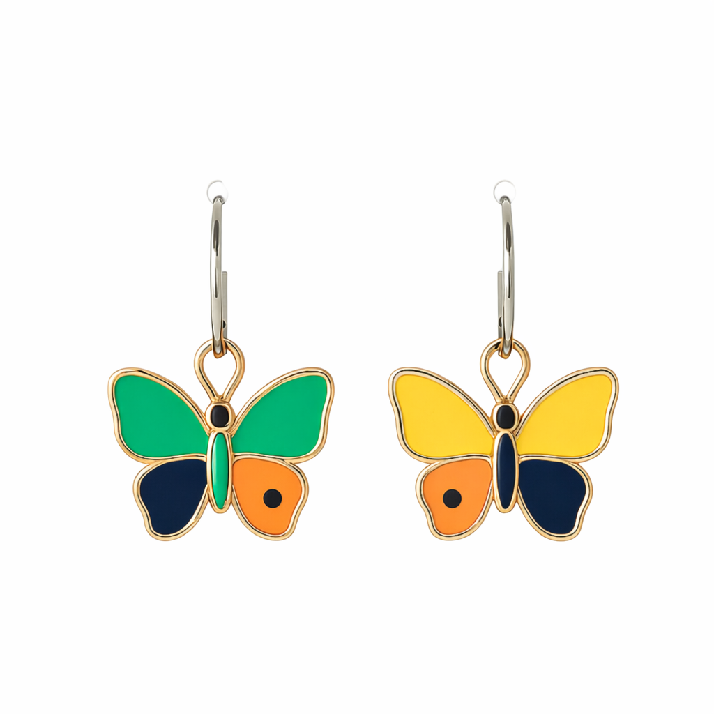 Atlin Colorful Enamel Butterfly Drop Earrings – Cute Statement Jewelry for Women & Girls