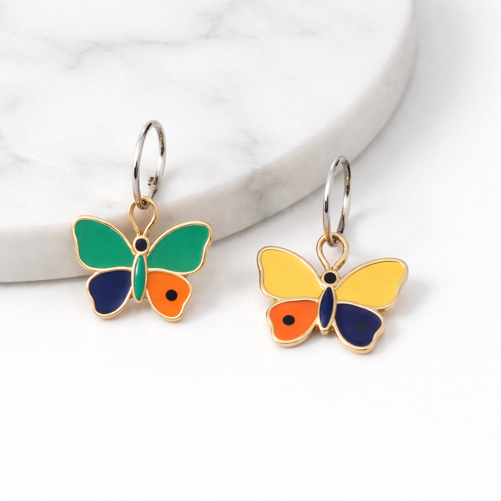 Atlin Colorful Enamel Butterfly Drop Earrings – Cute Statement Jewelry for Women & Girls
