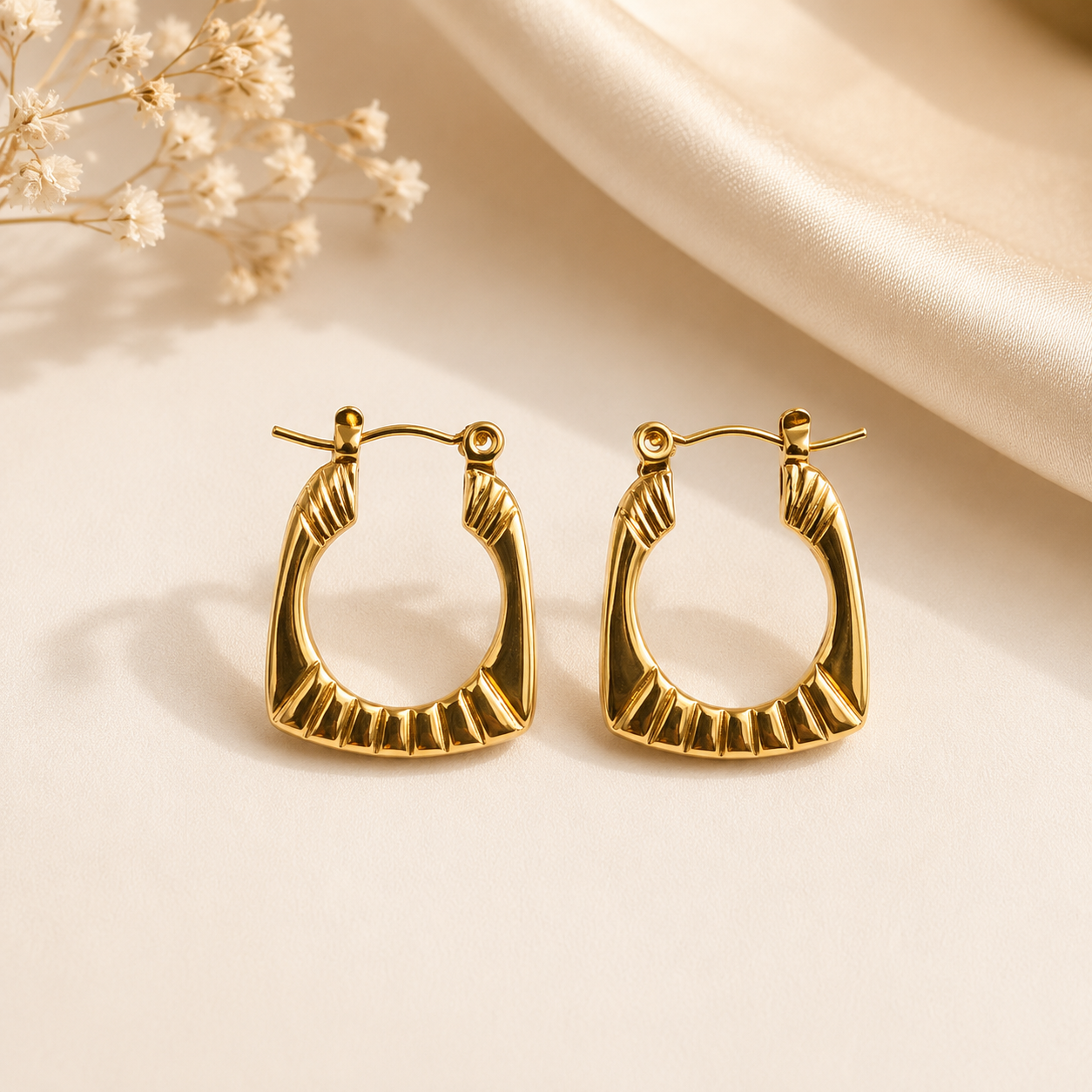 Geometric Gold Hoop Earrings for Women