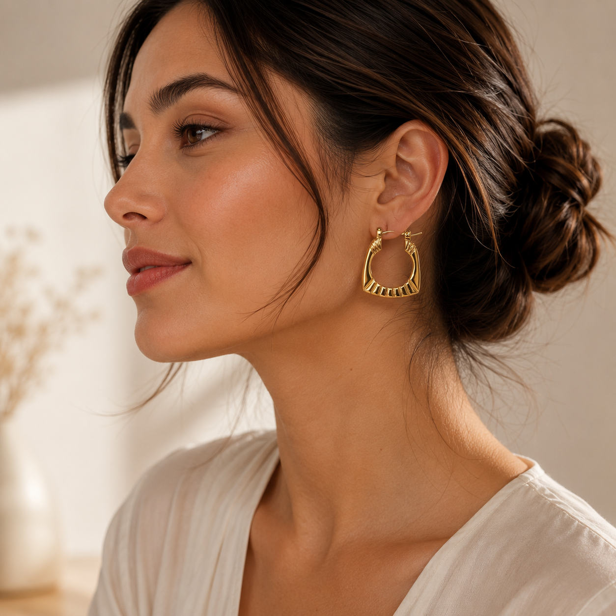 Geometric Gold Hoop Earrings for Women