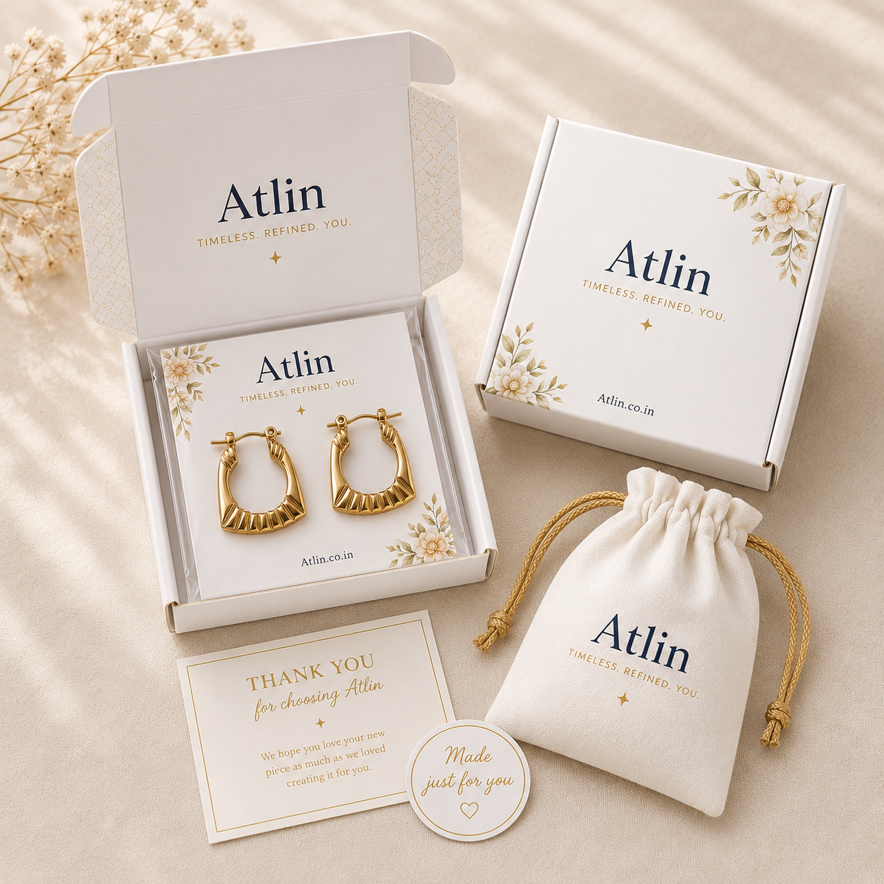 Geometric Gold Hoop Earrings for Women