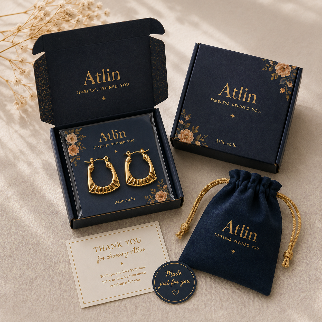 Geometric Gold Hoop Earrings for Women