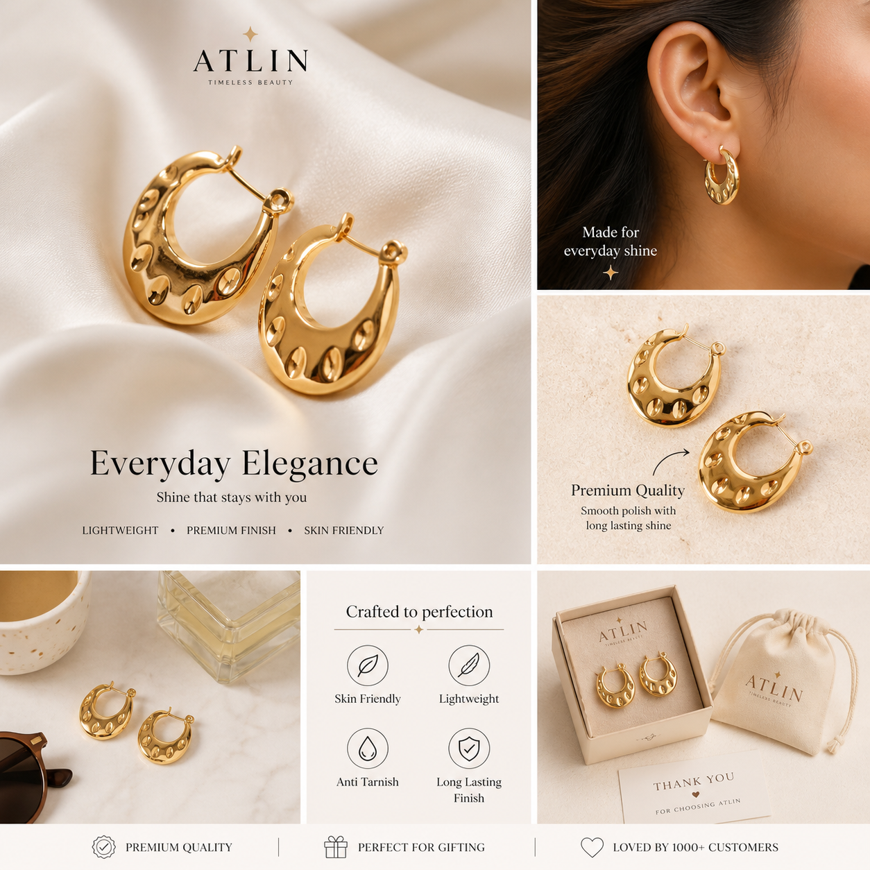 Gold Bubble Hoop Earrings