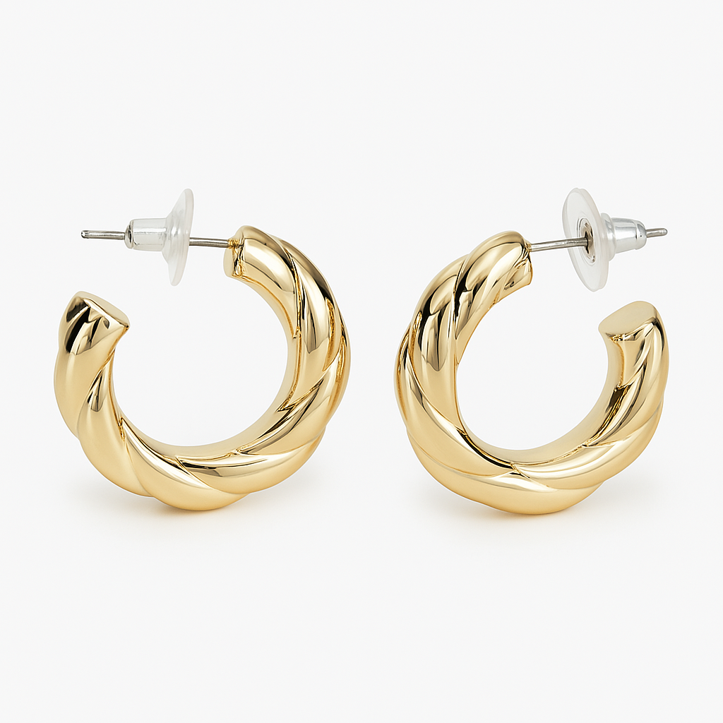 Golden Luxe Quilted Hoop Earrings – Bold Statement Hoops for Everyday Glam