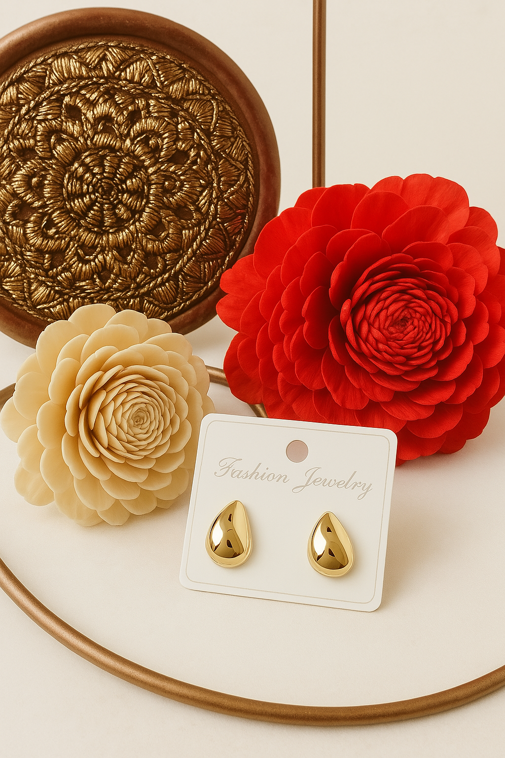 Gold Teardrop Stud Earrings | Minimalist Gold-Tone Fashion Jewelry for Women