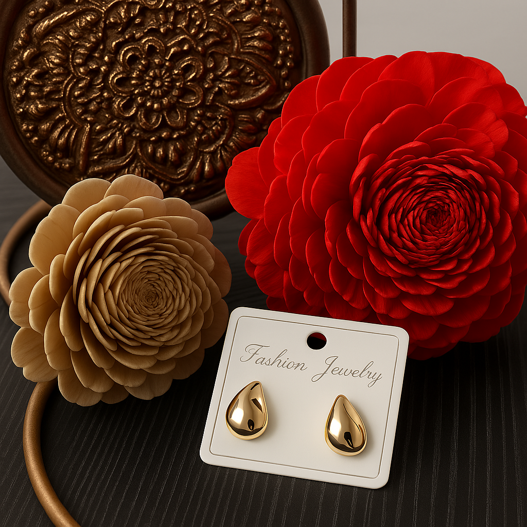 Gold Teardrop Stud Earrings | Minimalist Gold-Tone Fashion Jewelry for Women